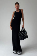 Distressed Slim Tank Top Knit Bodycon Maxi Sweater Dress