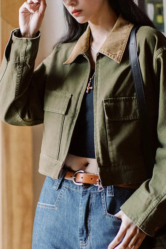 Colorblock Vintage Workwear Jacket