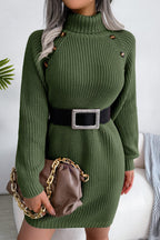 Long Sleeve Button Knit Sweater Dress