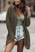 Curved Braid Pocket Cardigan Sweater