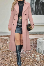 Wool Blend Lapel Double Breasted Chic Overcoat