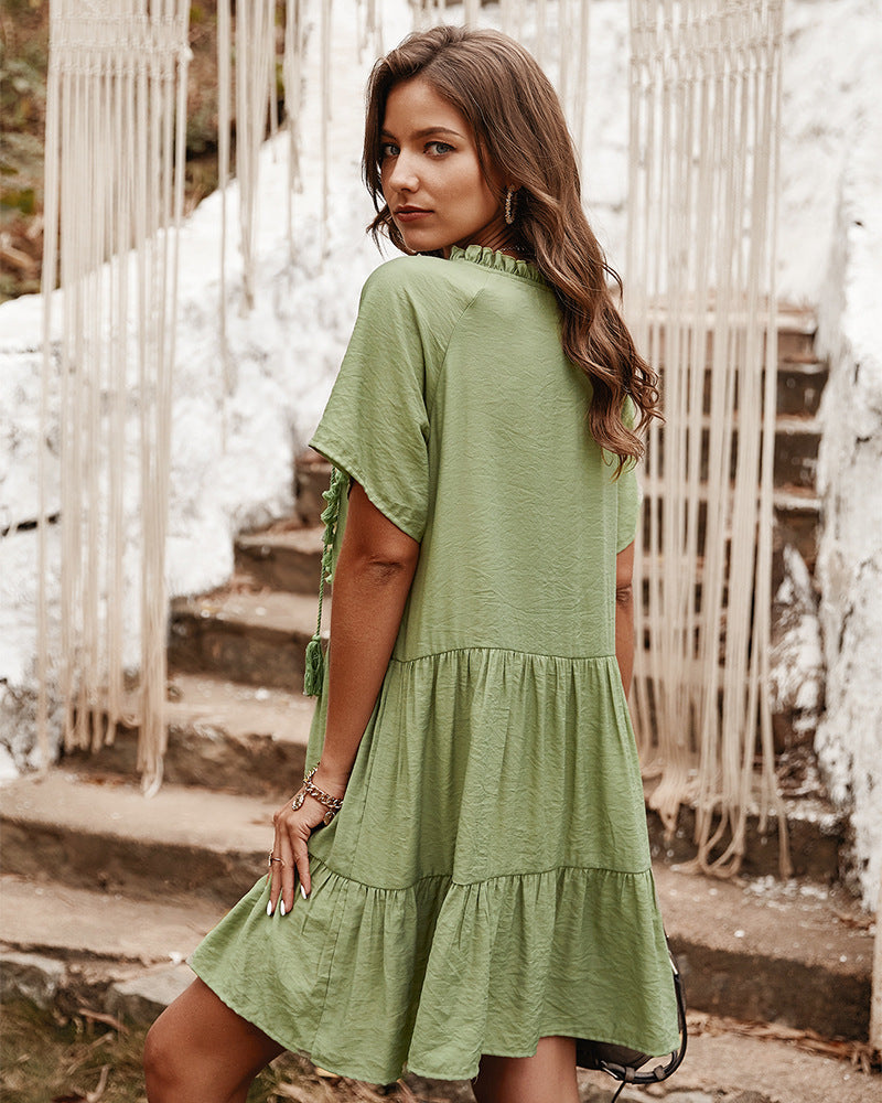 Good Karma Cotton Tiered Babydoll Tunic Sage