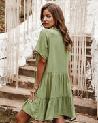 Good Karma Cotton Tiered Babydoll Tunic Sage