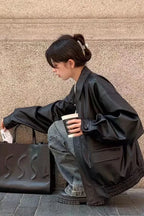 PU Leather Oversized Biker Jacket