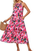 Women's Halter Neck Floral Print Vacation Dress