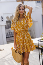 Silva Open Back Floral Dress Yellow