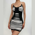 Contrast u neck self tie backless mini dress