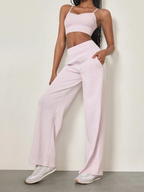 Modal Silk Wide Leg Lounge Pants High Waist With Pockets For Everyday Comfort And Style