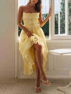 Elegant Off - Shoulder Strap Patchwork Dress
