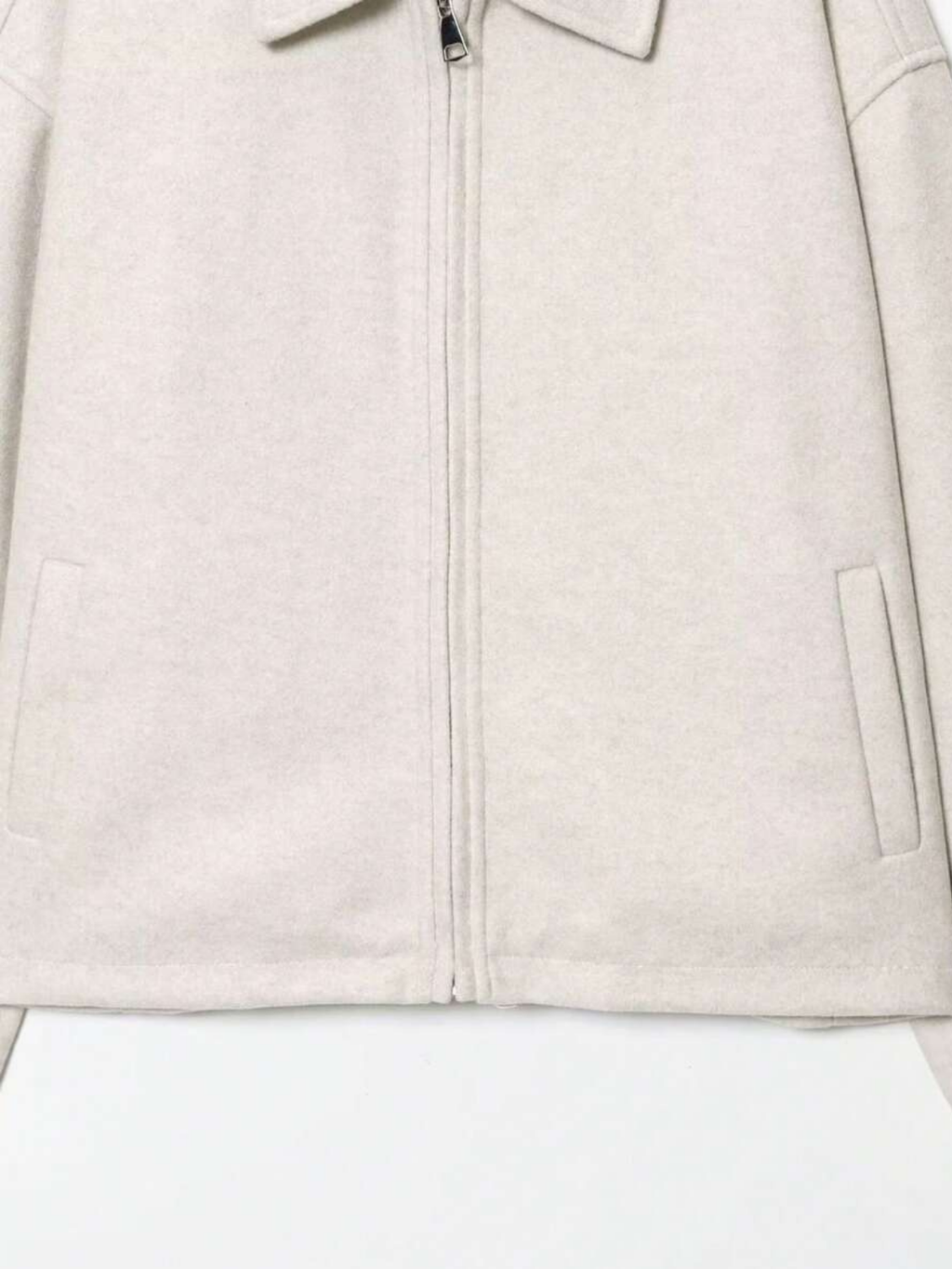 Autumn Minimalist Wool Blend Zip Lapel Jacket