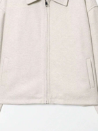 Autumn Minimalist Wool Blend Zip Lapel Jacket