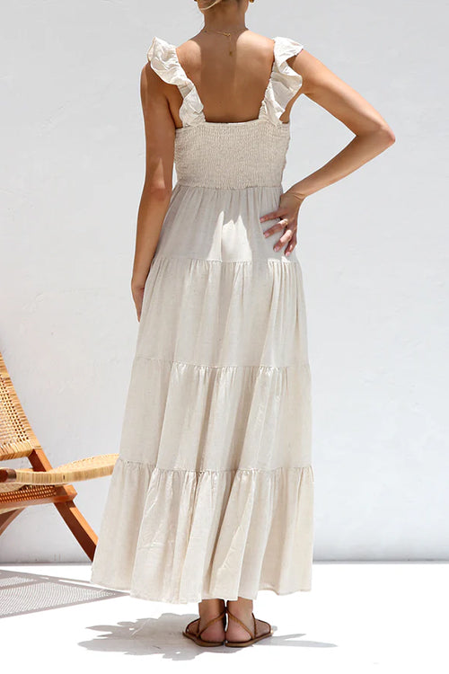 Marilyn - V - neck maxi dress with ruffle