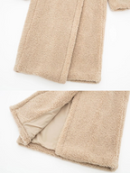 Athalia Double-Breasted Long Teddy Coat