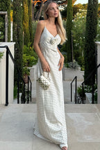 Print Low Back Slip Dress