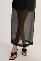 Embraces Modern Sheer Organza Pocket Oversized Tank and High Rise Slit Midi Skirt Set