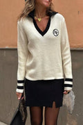 Quebec Beige V-Neck Fashion Sweater