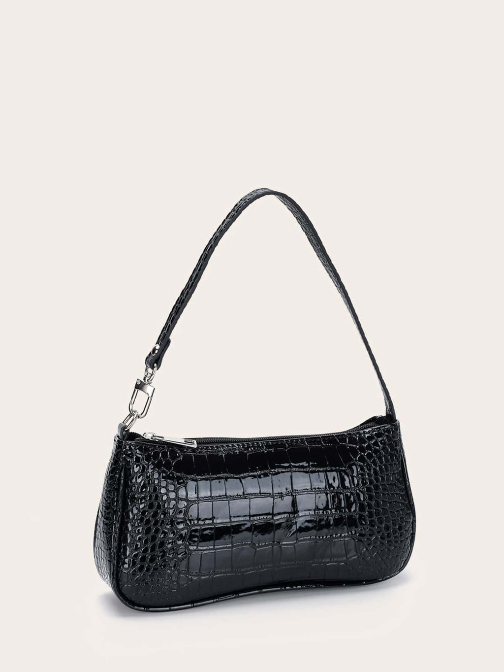 Crocodile Embossed Baguette Bag
