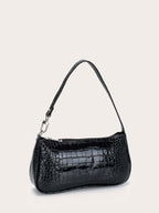 Crocodile Embossed Baguette Bag