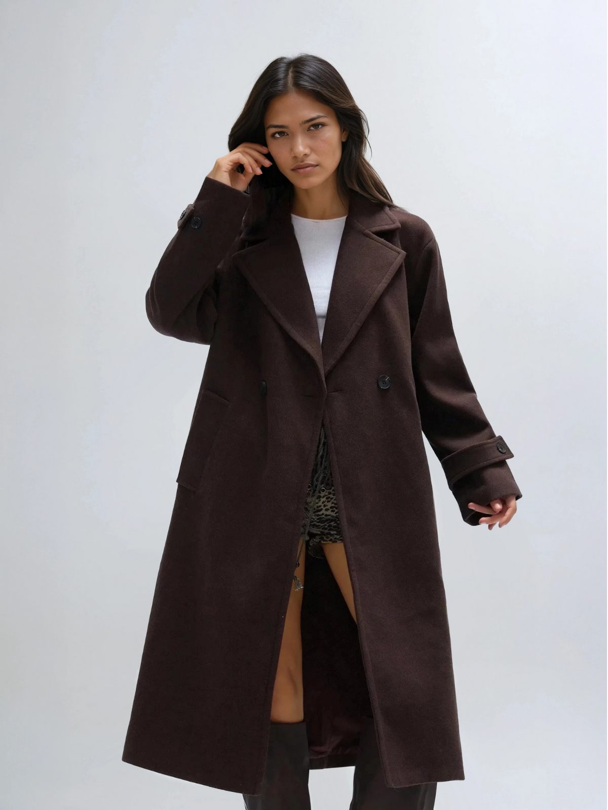Oversize Long Coat Cozy Warmth Lapel Elegant Casual