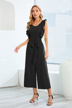 Frill Sleevless Calf Length Jumpsuit