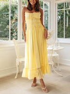 Elegant Off - Shoulder Strap Patchwork Dress