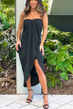 Cintia Exclusive Black Strapless Ruched Dress Evening Wear Edit