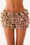 Lace Layered Ruffle Mini Skirt