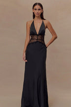 Sexy Lace V Neck Backless Cami Long Formal Dress