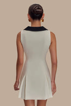 Lapel Sleeveless Belted Midi Dress