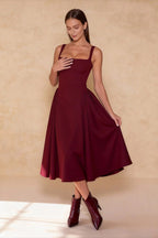 Backless Square Neck Fitted Party Dress