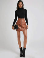 Ribbed Knit Turtleneck Sweater Slim Fit For Office Wear