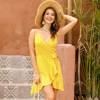 Javier Polka Dot Ruffle Tie Dress Orange FINAL