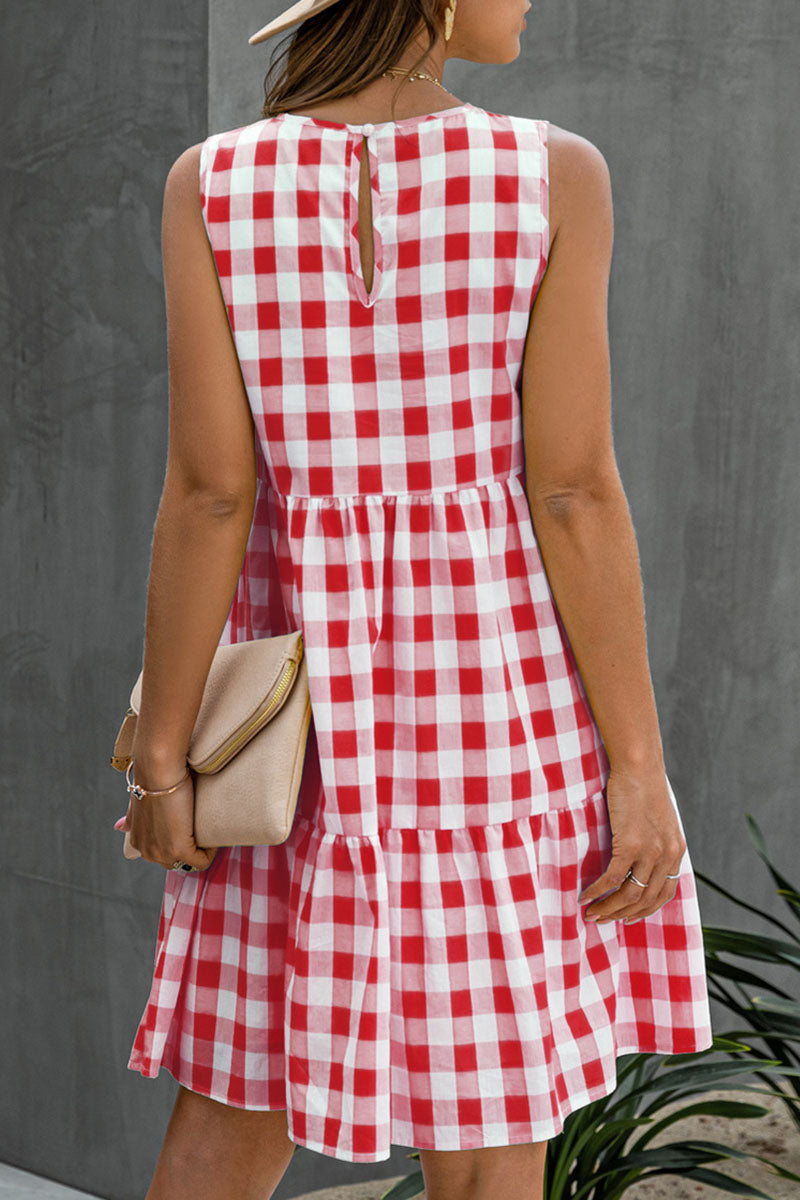 Fashion Street Plaid O Neck Princess Dresses(3 Colors)