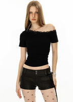 Lace Trim Off Shoulder Top