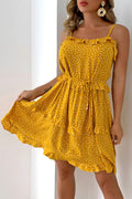 Fashion Street Polka Dot Split Joint Spaghetti Strap A Line Dresses