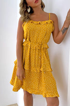 Fashion Street Polka Dot Split Joint Spaghetti Strap A Line Dresses