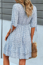 Fashion Street Print Split Joint V Neck A Line Dresses(4 colors)