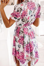 Fashion Elegant Floral Frenulum V Neck Irregular Dresses(3 Colors)