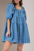 Fashion Casual Solid Split Joint Square Collar Princess Dresses