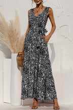 Fashion Casual Leopard Patchwork V Neck A Line Dresses(3 colors)