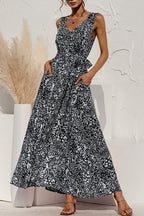 Fashion Casual Leopard Patchwork V Neck A Line Dresses(3 colors)