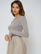 Versatile Stretchy Fitted Long Sleeve Sweater For Work