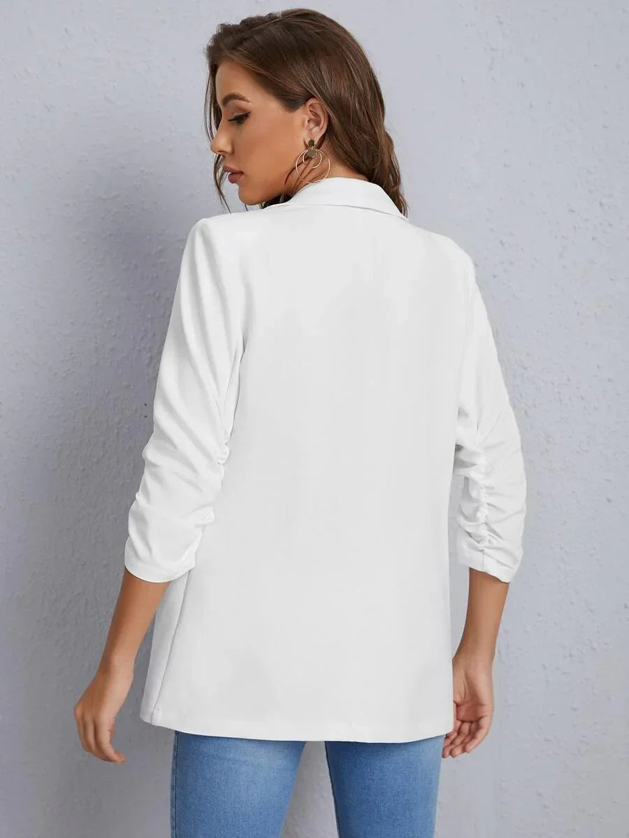 Shawl Collar Blazer Three Quarter Sleeve Unlined Chic