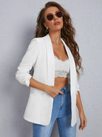 Shawl Collar Blazer Three Quarter Sleeve Unlined Chic