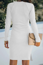 Soledad Effortless Pencil Skirt Dress with Straps and V Neck Designer Edit