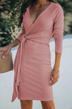 Soledad Effortless Pencil Skirt Dress with Straps and V Neck Designer Edit