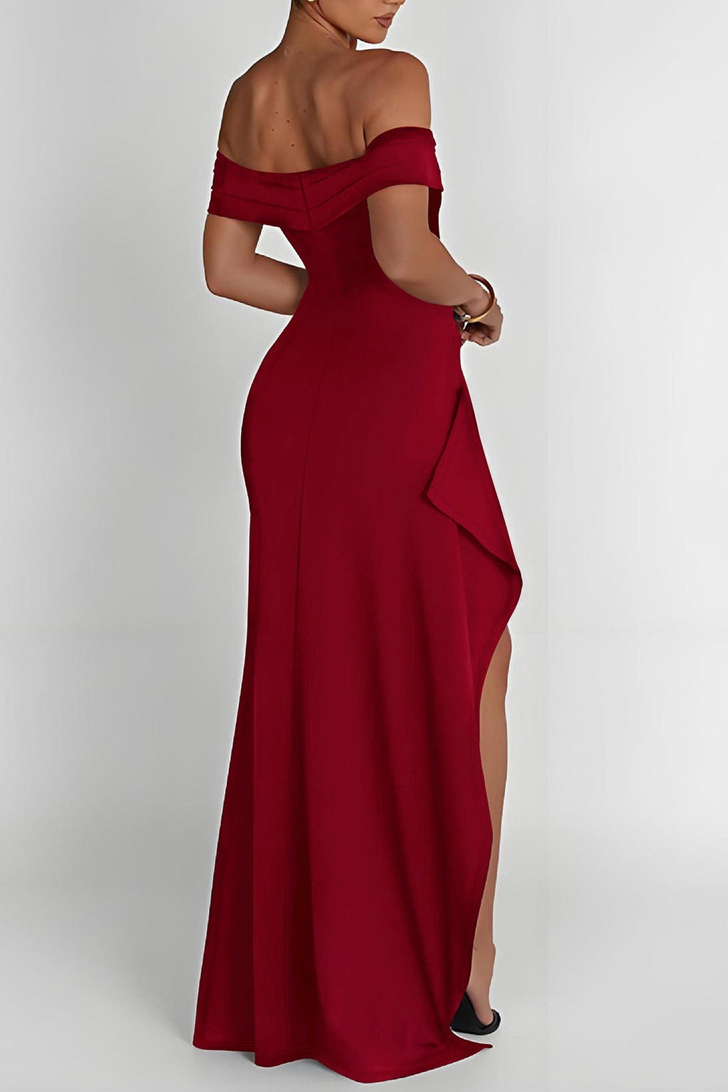 Sexy Off Shoulder Slit Elegant Bodycon Dress