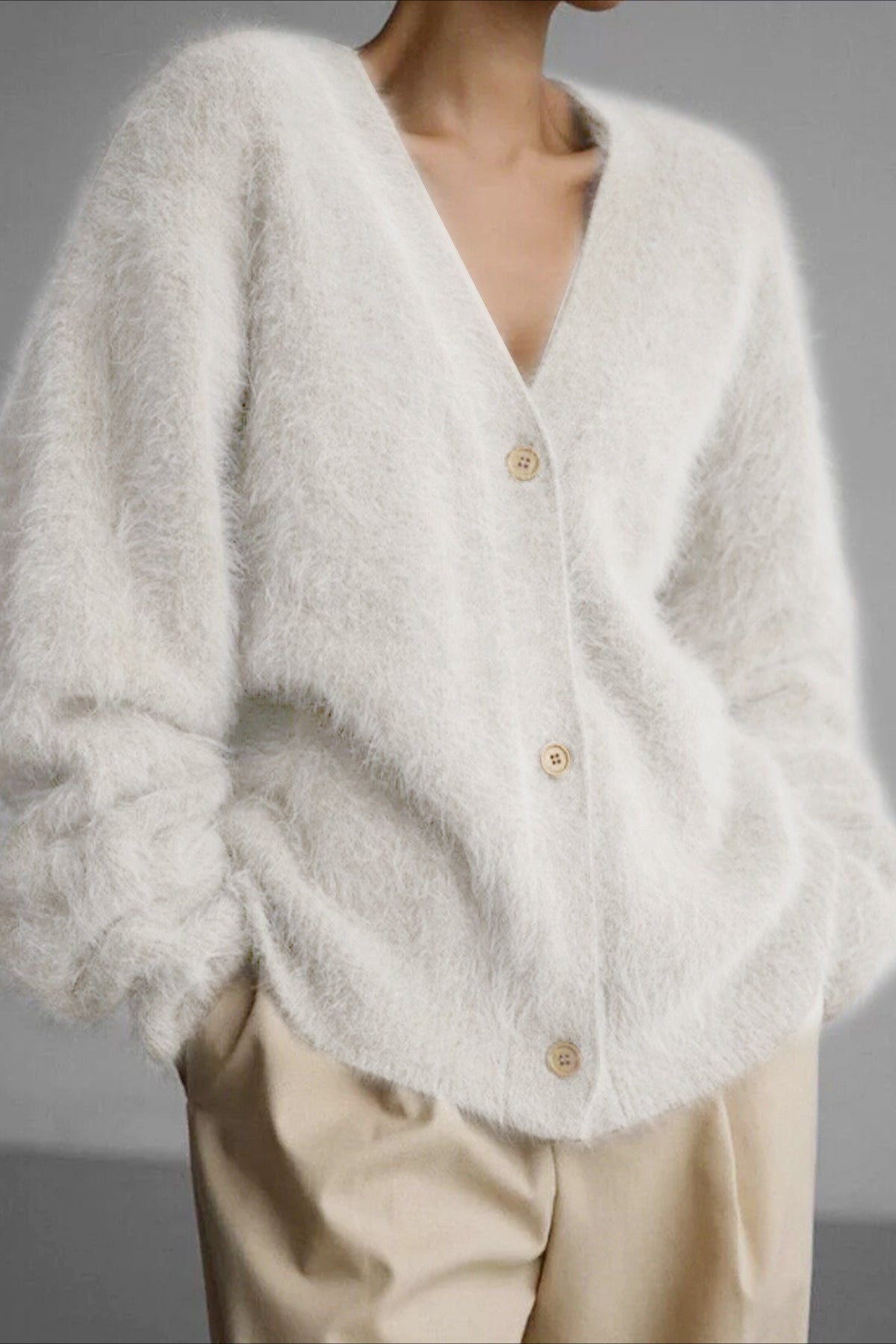 V Neck Button Long Sleeve Cardigan