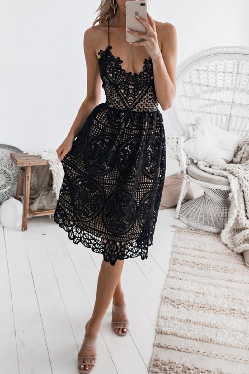 Victoria Chic Lace Dress with Spaghetti Straps Silhouette Collection
