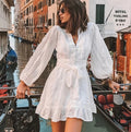 Trella Button Down Lace Babydoll Dress Cream